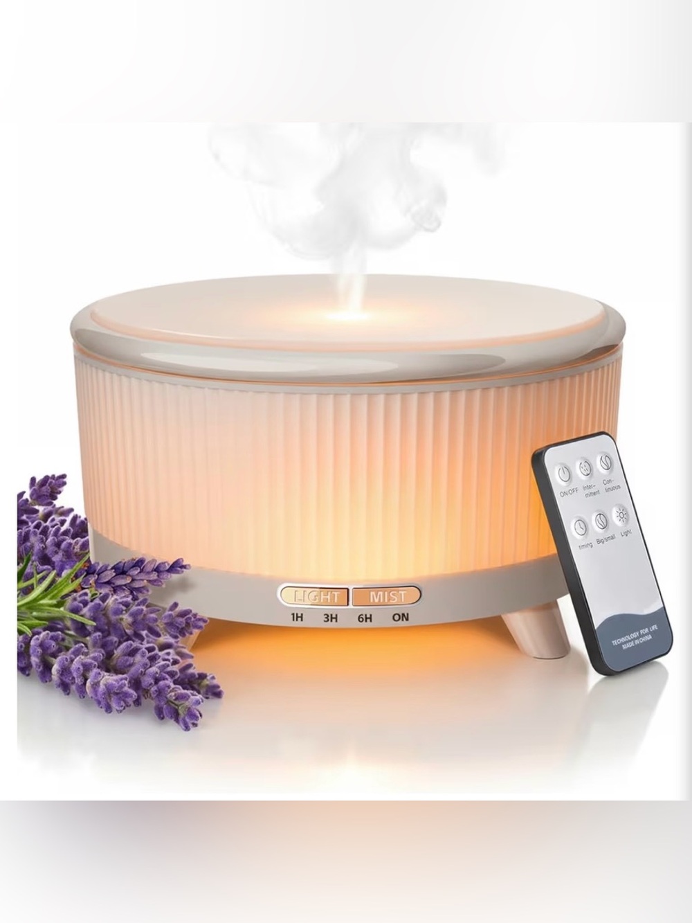 White Ultrasonic Aroma Diffuser with Warm LED Light